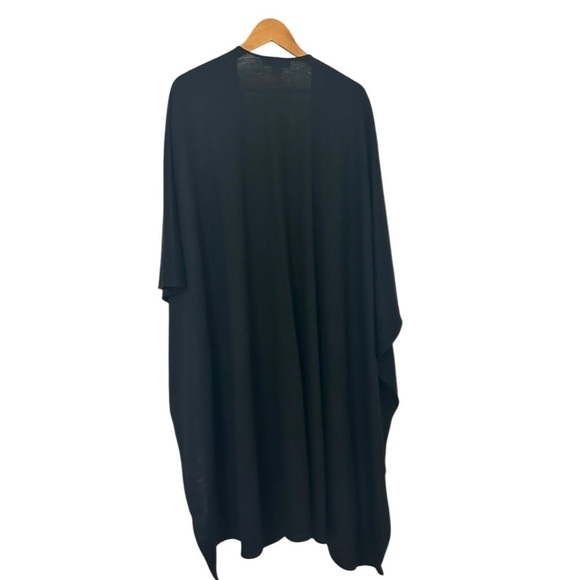 Vintage Victor Costa Wool Oversized Open Front Long Wrap Cardigan Black OSFA - Picture 2 of 9